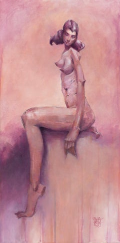 "Figura en rosa" (2023) Pintura original de Ruby Roth - Arte del desnudo
