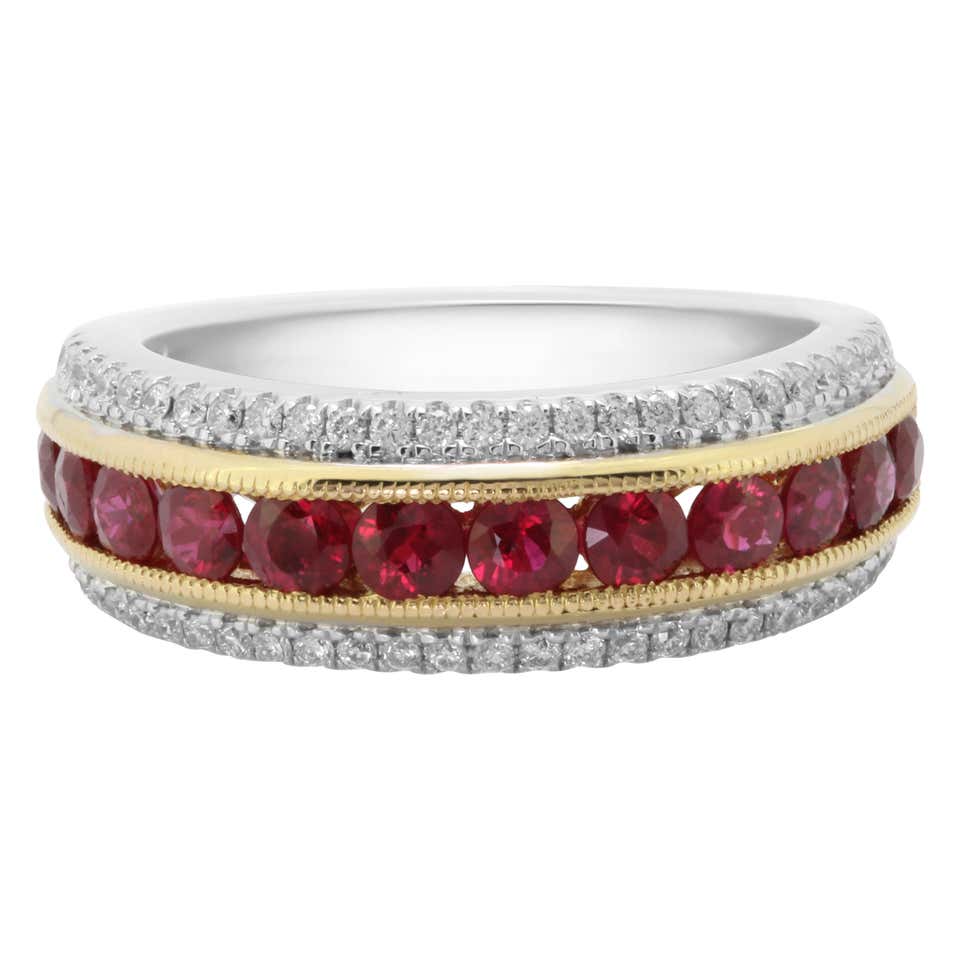 Ruby Round Channel Set Diamond Round Two Color Gold Fashion Cocktail ...
