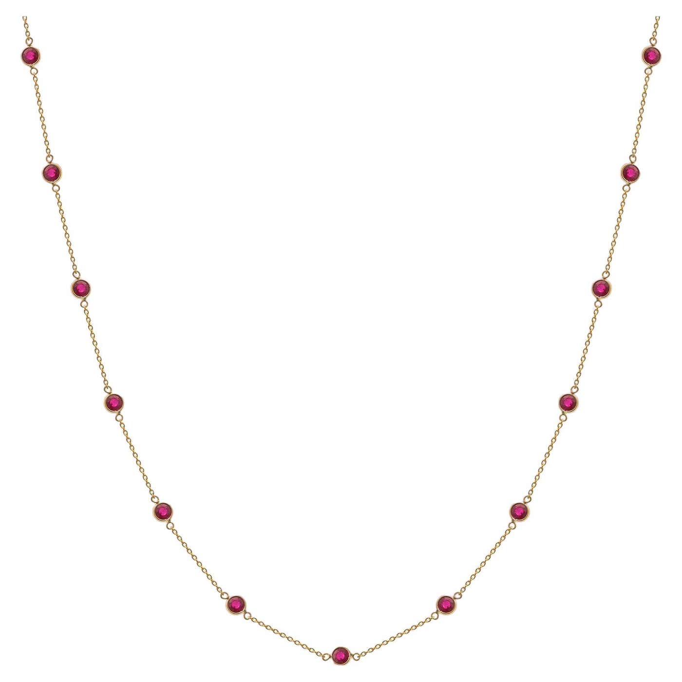 Ruby Round Necklace In 18K Yellow Gold For Sale at 1stDibs