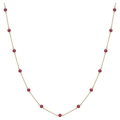 Ruby Round Necklace  In 18K Yellow Gold