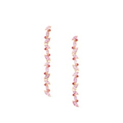 Ruby Round & Pink Sapphire Marquise Earring In 18K Yellow Gold