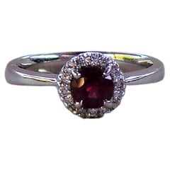 Ruby Round Red 0.5K Diamonds 0.10K White Gold Engagement Ring