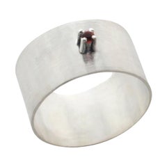 Ruby Round sterling silver Wide Ring