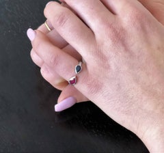 Open Facing Ring with Ruby and Sapphire Cocktail Ring with Pave Set Diamond