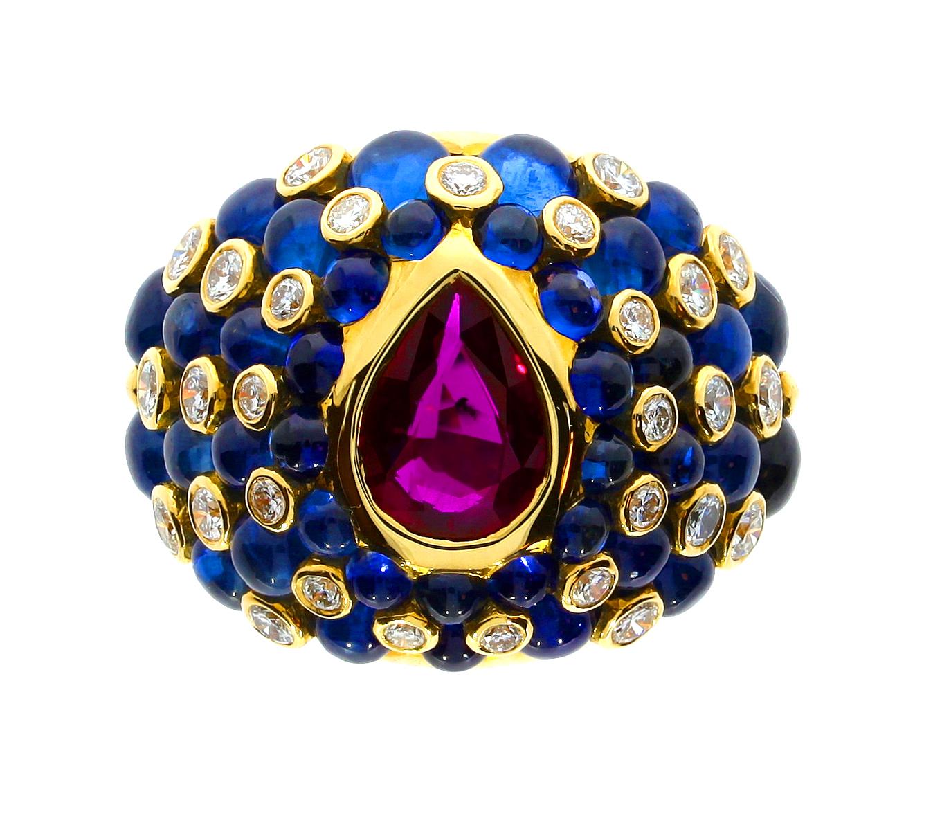 Chatila Ruby Sapphire and Diamond Ring In New Condition For Sale In London, GB
