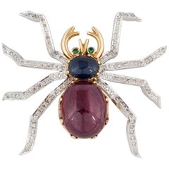 Mehr Edelsteine und Diamanten 14K Gold Spinnenbrosche