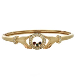 Ruby, Sapphire, Emerald and Diamond Bangle Bracelet