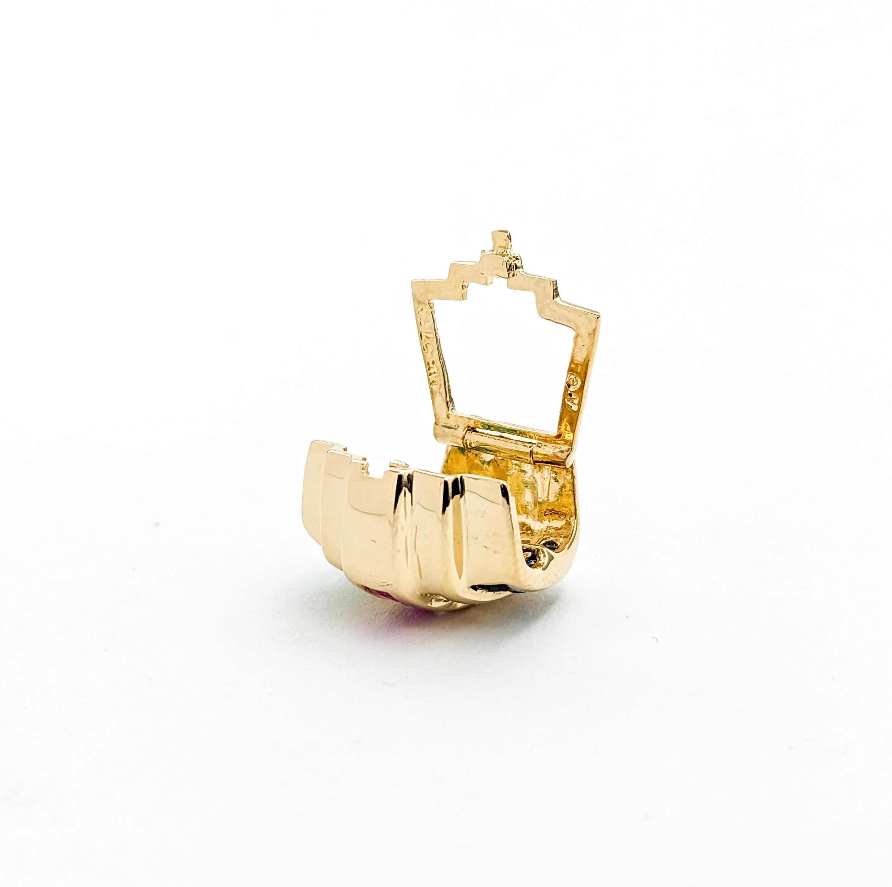 Women's or Men's Ruby, Sapphire, Emerald & Diamond Slide In Yellow Gold For Sale