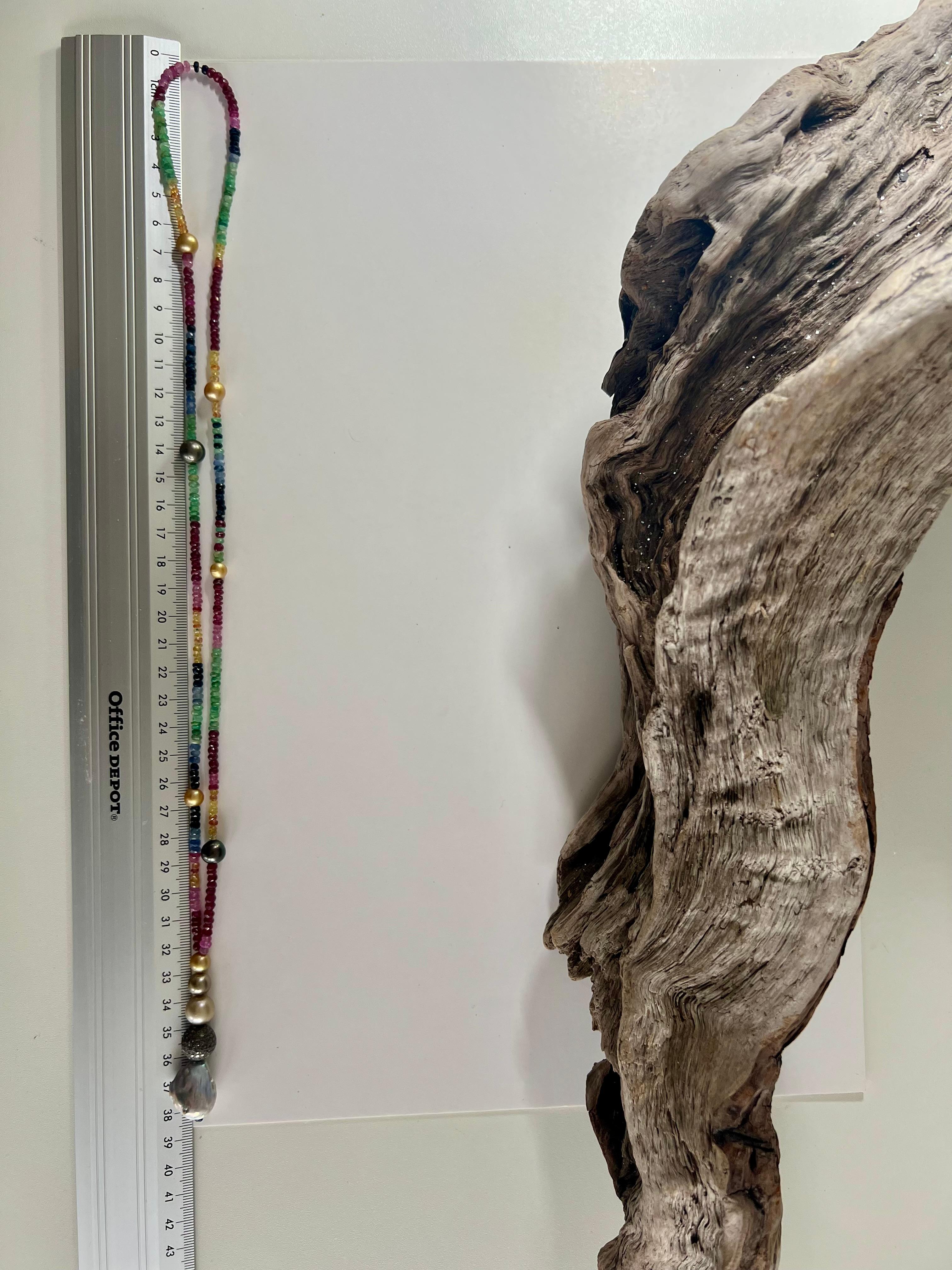Collar de Rubí, Zafiro, Esmeralda y Perlas con Colgante de Diamantes en Nuevo estado para la venta en Boostedt, SH