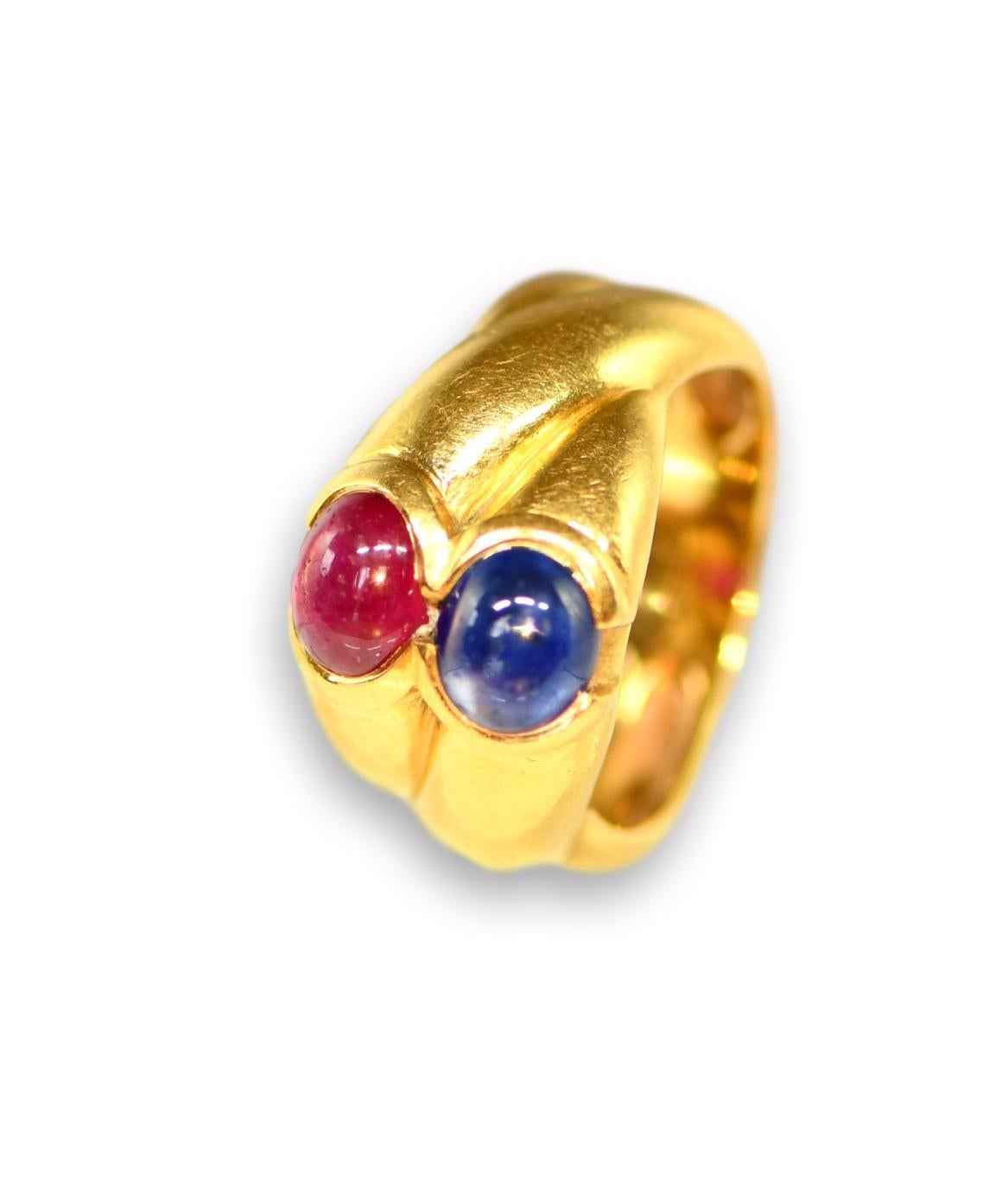 Women's or Men's Ruby Sapphire Gold Cross Gold Ring