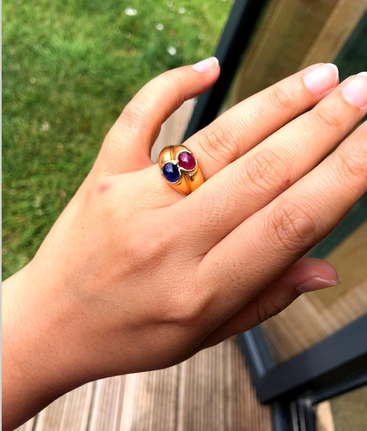 Ruby Sapphire Gold Cross Gold Ring 1