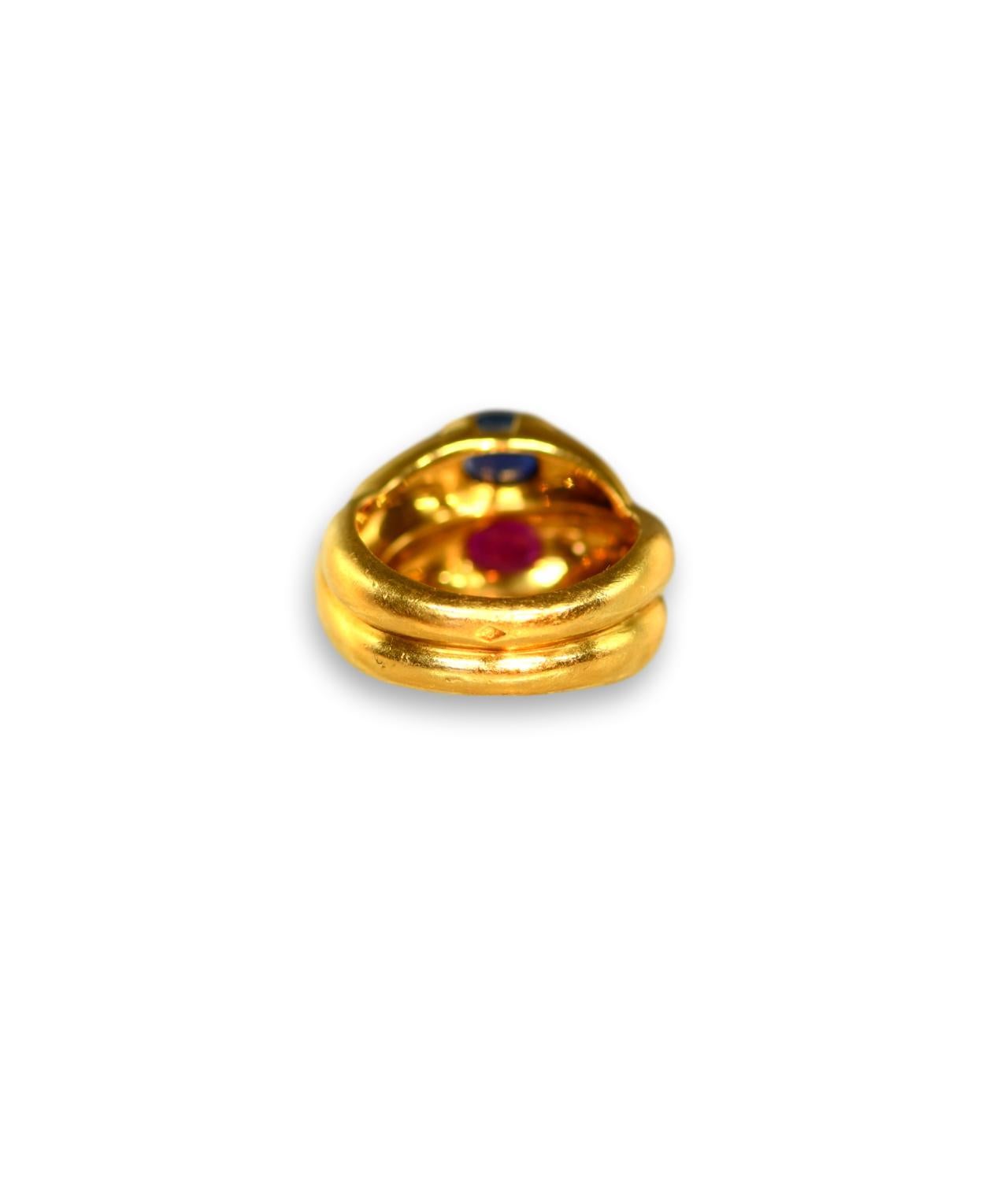 Ruby Sapphire Gold Cross Gold Ring 2