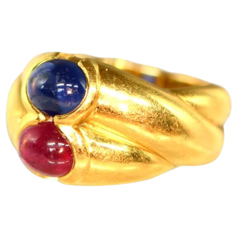 Ruby Sapphire Gold Cross Gold Ring