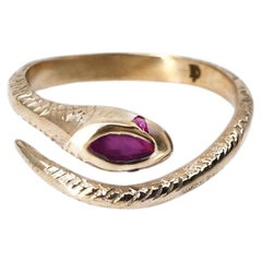 Bague serpent Ruby Serpent, serpent ouvert, plaquée or, J DAUPHIN