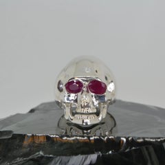 Ruby Silver Skull Ring