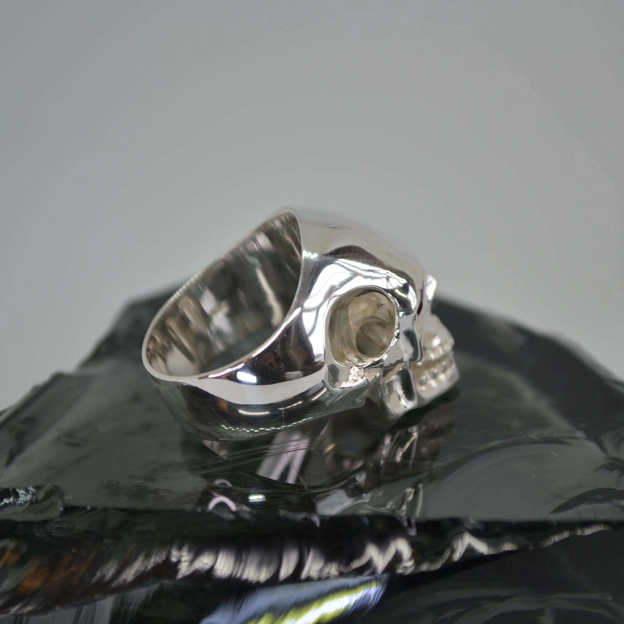 Ruby Silver Skull Ring For Sale 1
