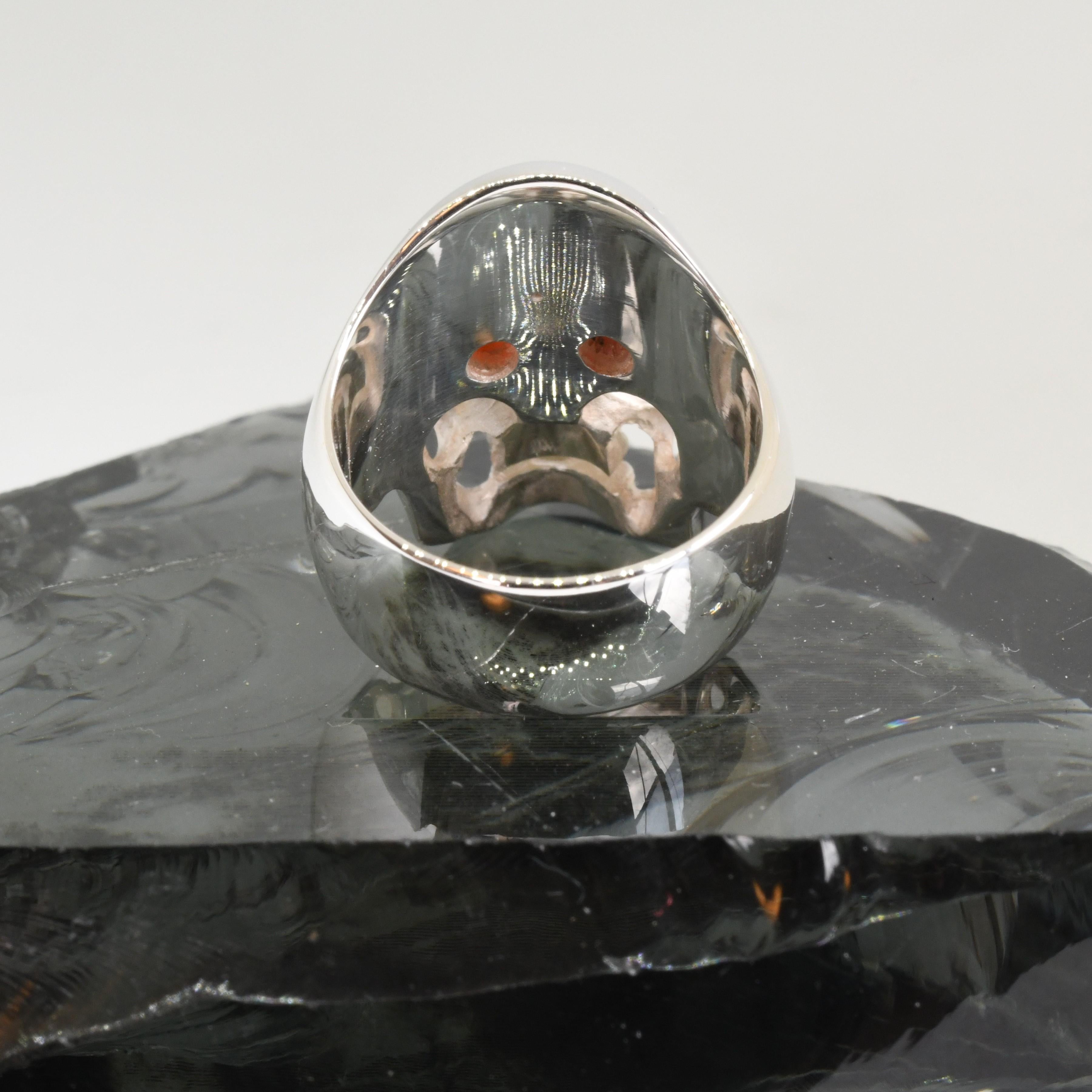 Ruby Silver Skull Ring For Sale 2