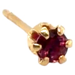 Ruby Single Stud Earring .10ct Round 14K Yellow Gold July Birthstone
