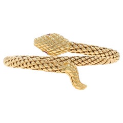 Rubí serpiente bypass pulsera brazalete 6 3/4" redondo .48ctw serpiente Italia