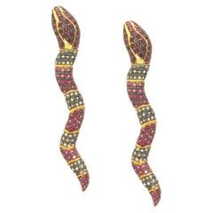 Ruby Snake Earrings