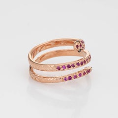 Ruby Snake Ring Vintage 14k Rose Gold 3 Bands Coiled Serpent Fine Jewelry