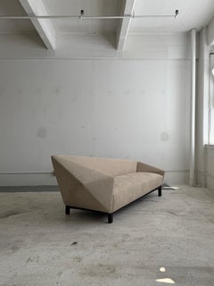 Ruby Sofa, Upholstered in Satin Micro-Suede with Oak Base, Made in Chicago