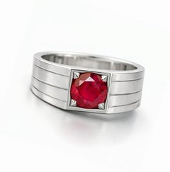 Ruby solitaire ring for men silver, gold
