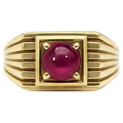 Ruby solitaire ring for men silver, gold