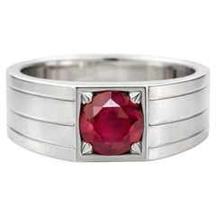 Ruby solitaire ring for men silver, gold