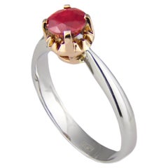 Ruby Soliter Ring in 14k Two Tone Gold, Ruby Engagement Ring