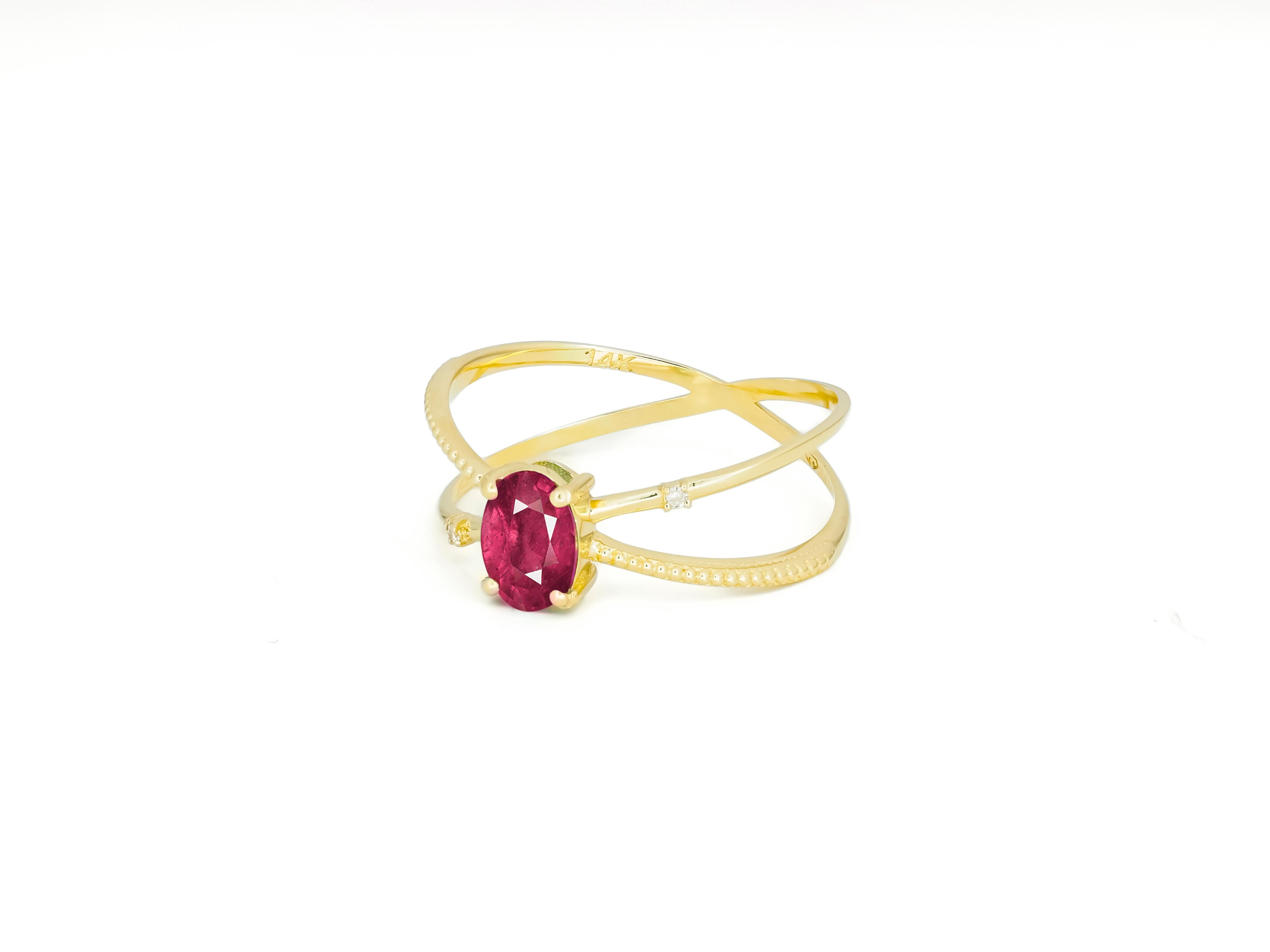 For Sale:  Ruby Spiral Ring, Oval Ruby Ring, Ruby Gold Ring, 14k Gold Ring with Ruby 4