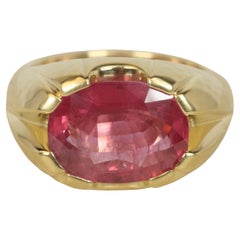 Rubin Split Shank Ring - 6,66ct Facettiert Oval Schliff 18K Gelbgold Bracken Jewelers