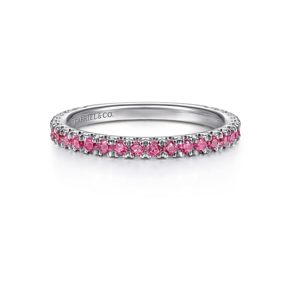 For Sale:  Ruby Stackable July Birthstone Band 14K Gold 2mm Ring Wedding Stack LR50889 10