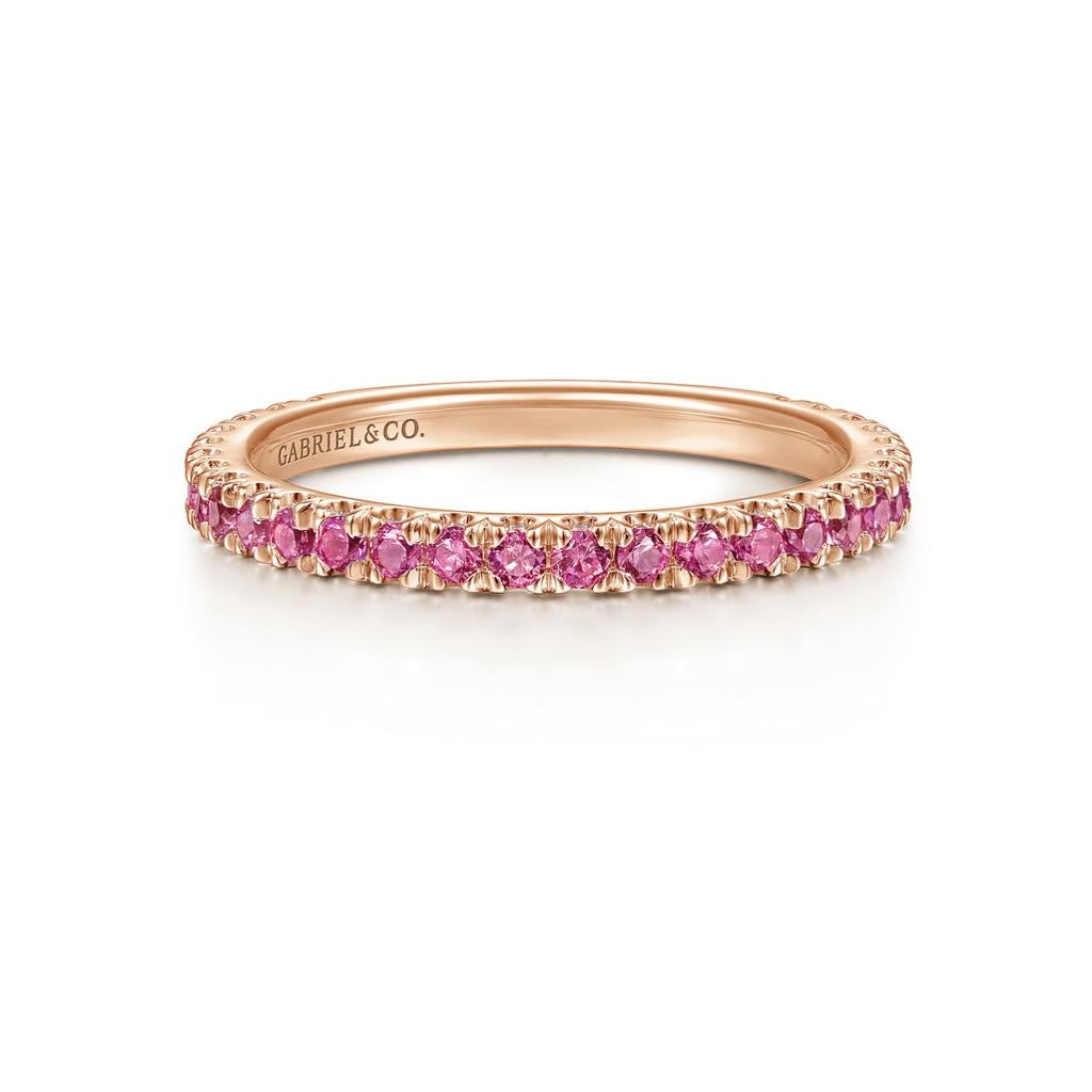 For Sale:  Ruby Stackable July Birthstone Band 14K Gold 2mm Ring Wedding Stack LR50889 11