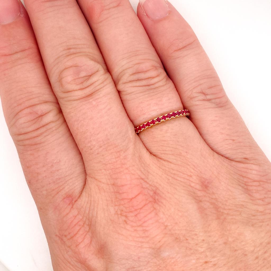 For Sale:  Ruby Stackable July Birthstone Band 14K Gold 2mm Ring Wedding Stack LR50889 2