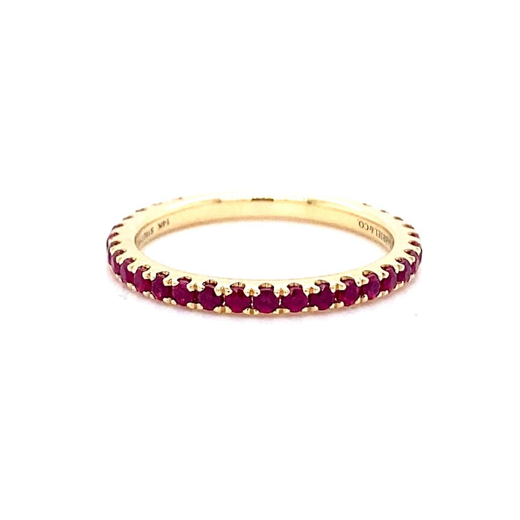 For Sale:  Ruby Stackable July Birthstone Band 14K Gold 2mm Ring Wedding Stack LR50889 3
