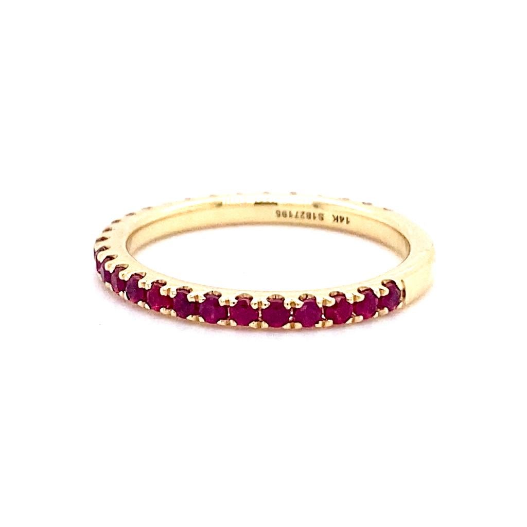 For Sale:  Ruby Stackable July Birthstone Band 14K Gold 2mm Ring Wedding Stack LR50889 4