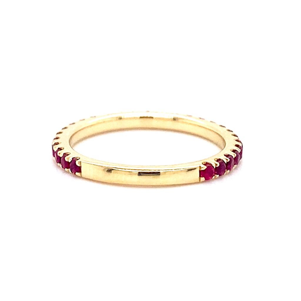 For Sale:  Ruby Stackable July Birthstone Band 14K Gold 2mm Ring Wedding Stack LR50889 5
