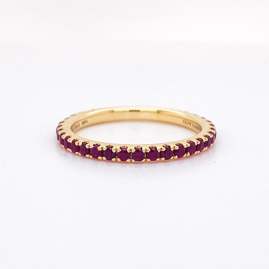 For Sale:  Ruby Stackable July Birthstone Band 14K Gold 2mm Ring Wedding Stack LR50889 7