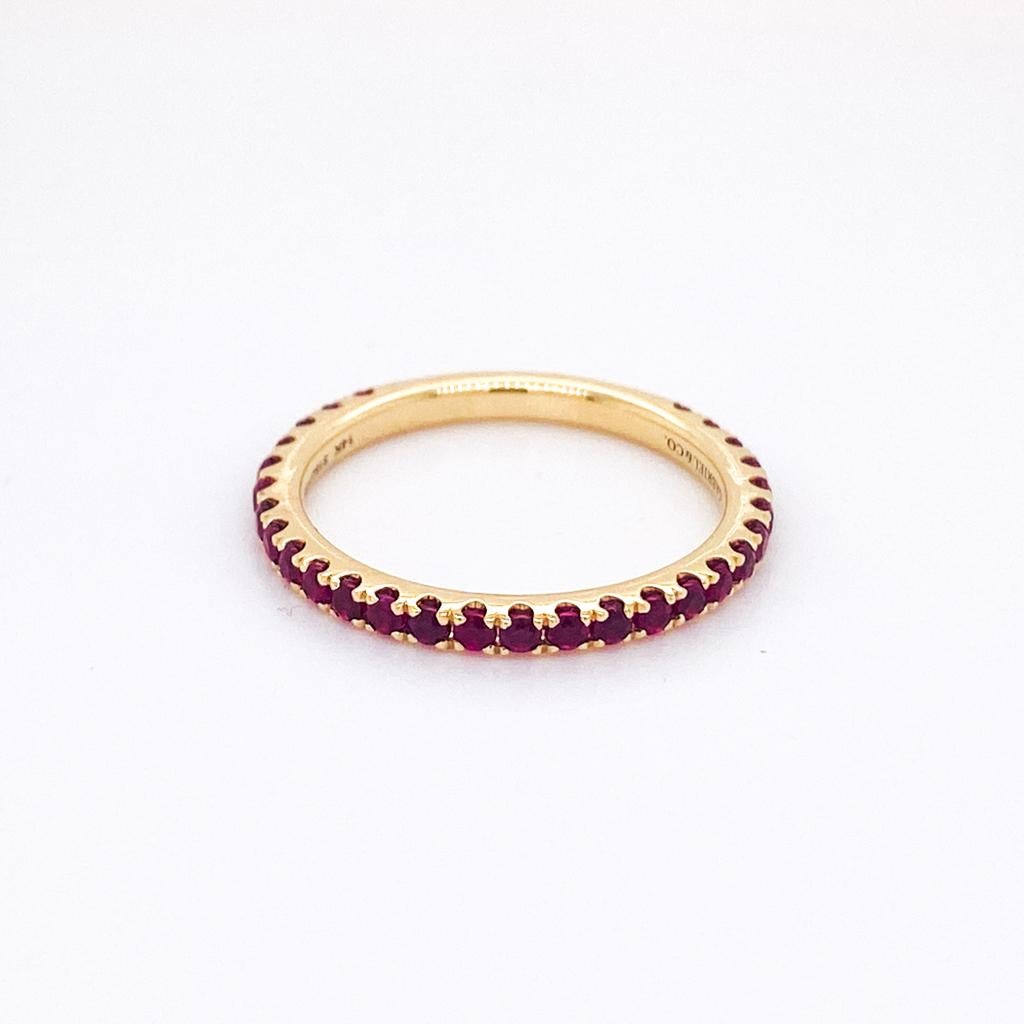 For Sale:  Ruby Stackable July Birthstone Band 14K Gold 2mm Ring Wedding Stack LR50889 8