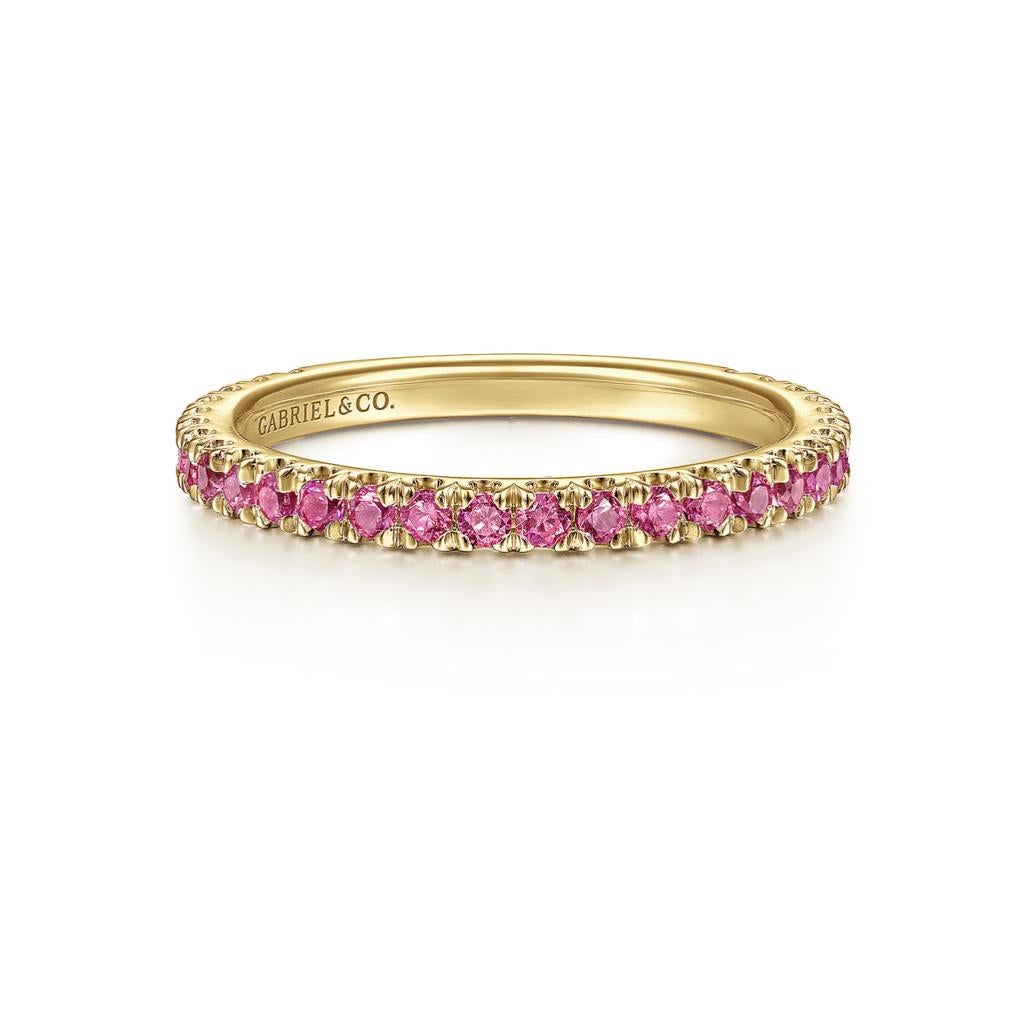 For Sale:  Ruby Stackable July Birthstone Band 14K Gold 2mm Ring Wedding Stack LR50889 9