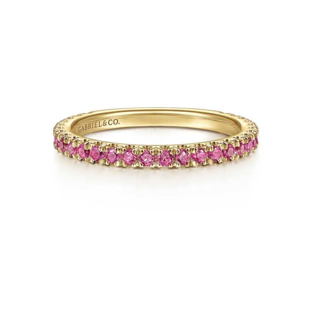 For Sale:  Ruby Stackable July Birthstone Band 14K Gold 2mm Ring Wedding Stack LR50889 9