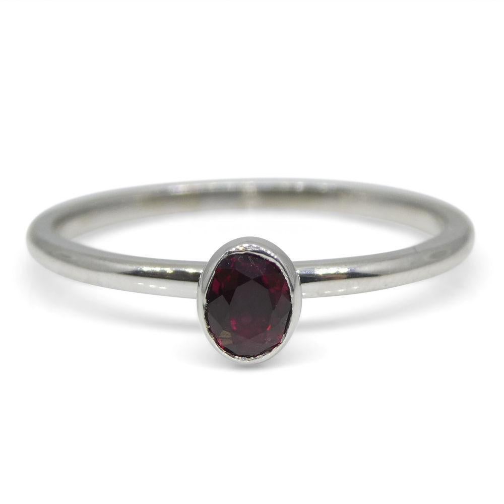 Contemporary Ruby Stacker Ring set in 10kt White Gold For Sale