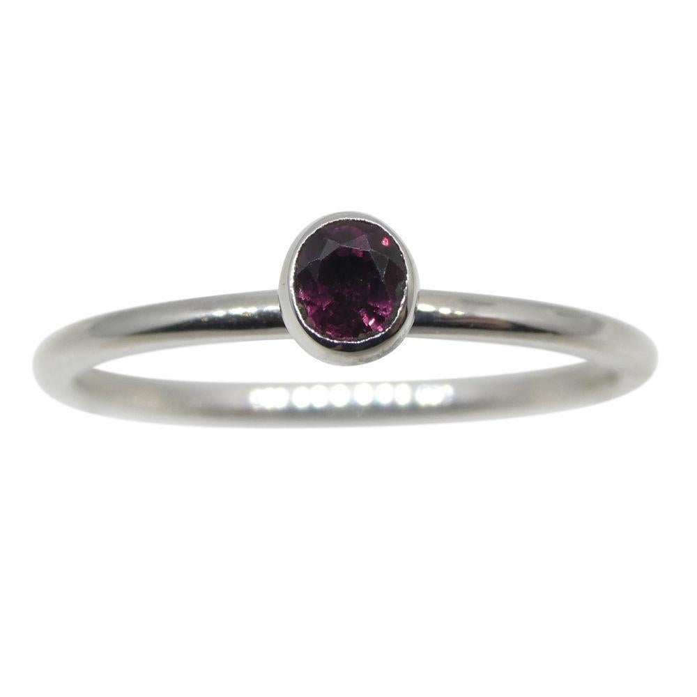 Round Cut Ruby Stacker Ring set in 10kt White Gold For Sale