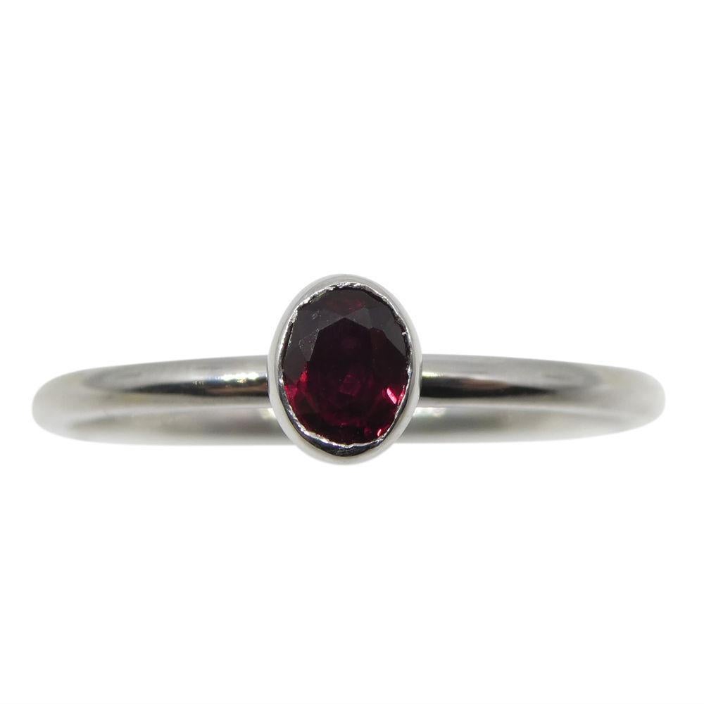 Oval Cut Ruby Stacker Ring set in 10kt White Gold For Sale
