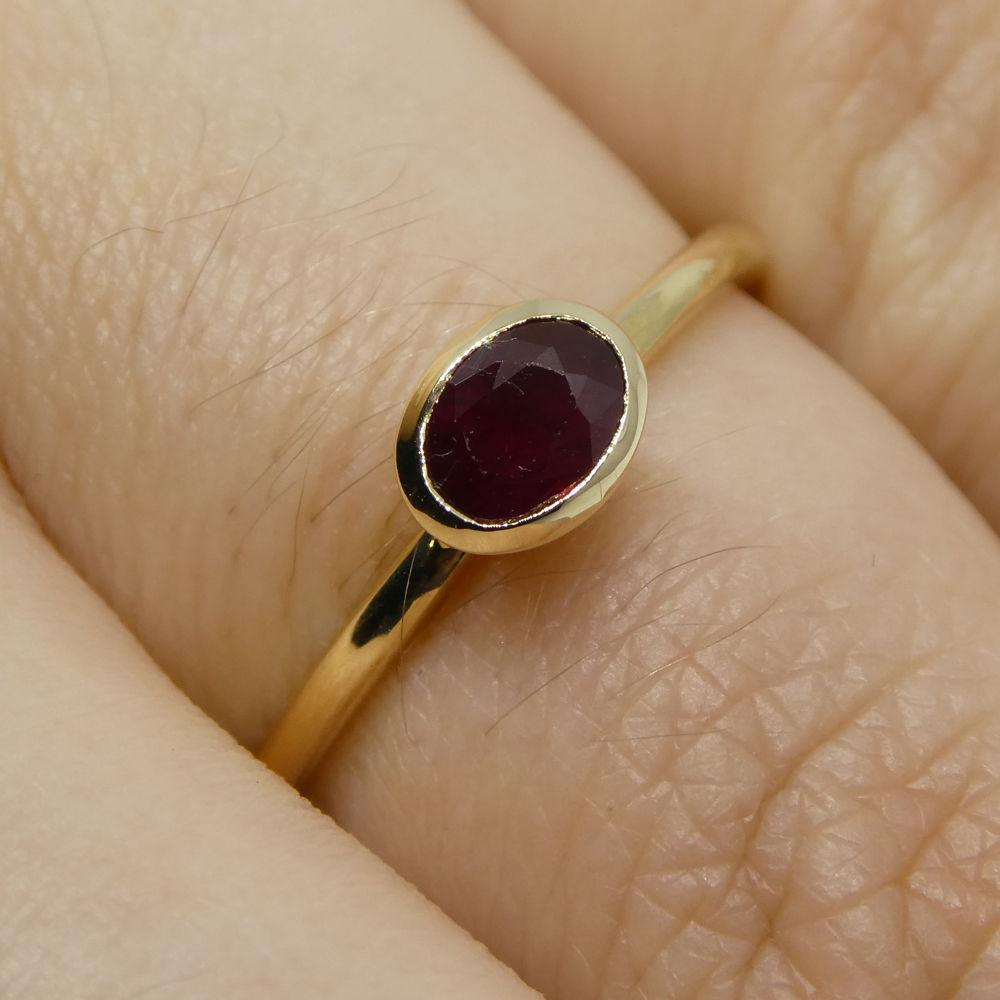 Contemporary Ruby Stacker Ring set in 10kt Yellow Gold For Sale