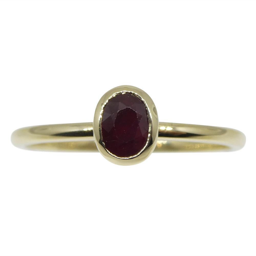 Contemporary Ruby Stacker Ring set in 10kt Yellow Gold For Sale