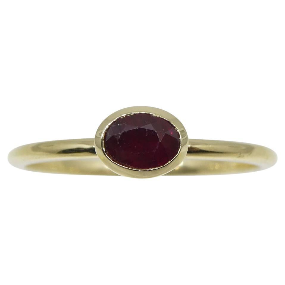 Ruby Stacker Ring set in 10kt Yellow Gold For Sale