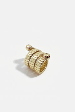 Ruby Star Coiled Snake Ring Statement Piece 14k Gold Plated Sterling Silver
