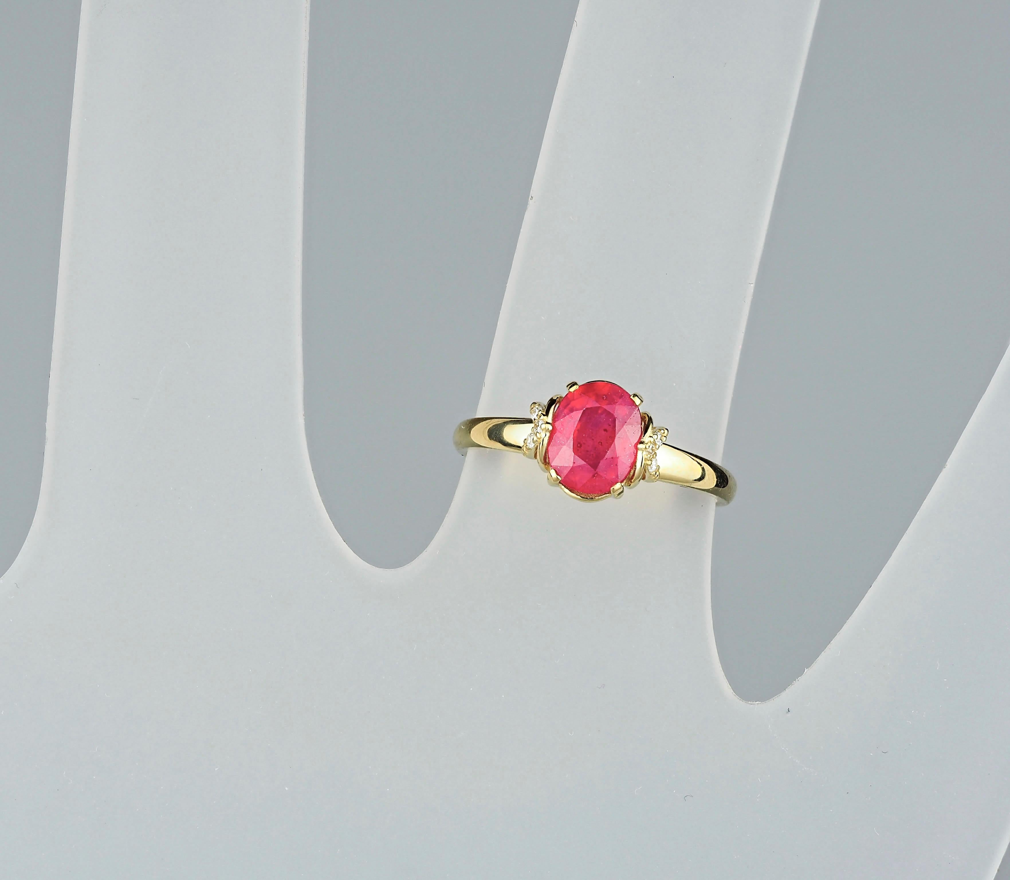 Ruby statement 14k gold ring.  For Sale 3